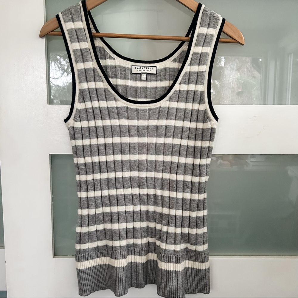 Bagatelle Gray Ribbed Sleeveless Tank Top Size Large